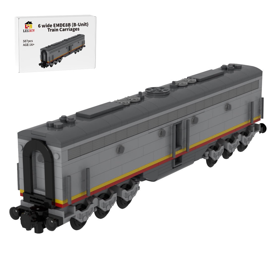 MOC - 47988 Static Version 6 wide Santa Fe EMD E8B Locomotive Building Blocks - LesDiy -