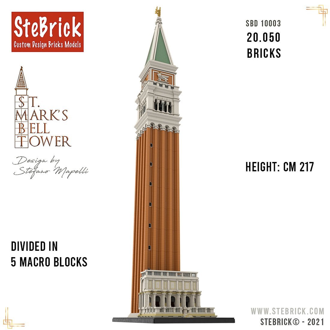 MOC - 99638 1/50 St - Mark's Bell Tower Building Blocks - LesDiy -