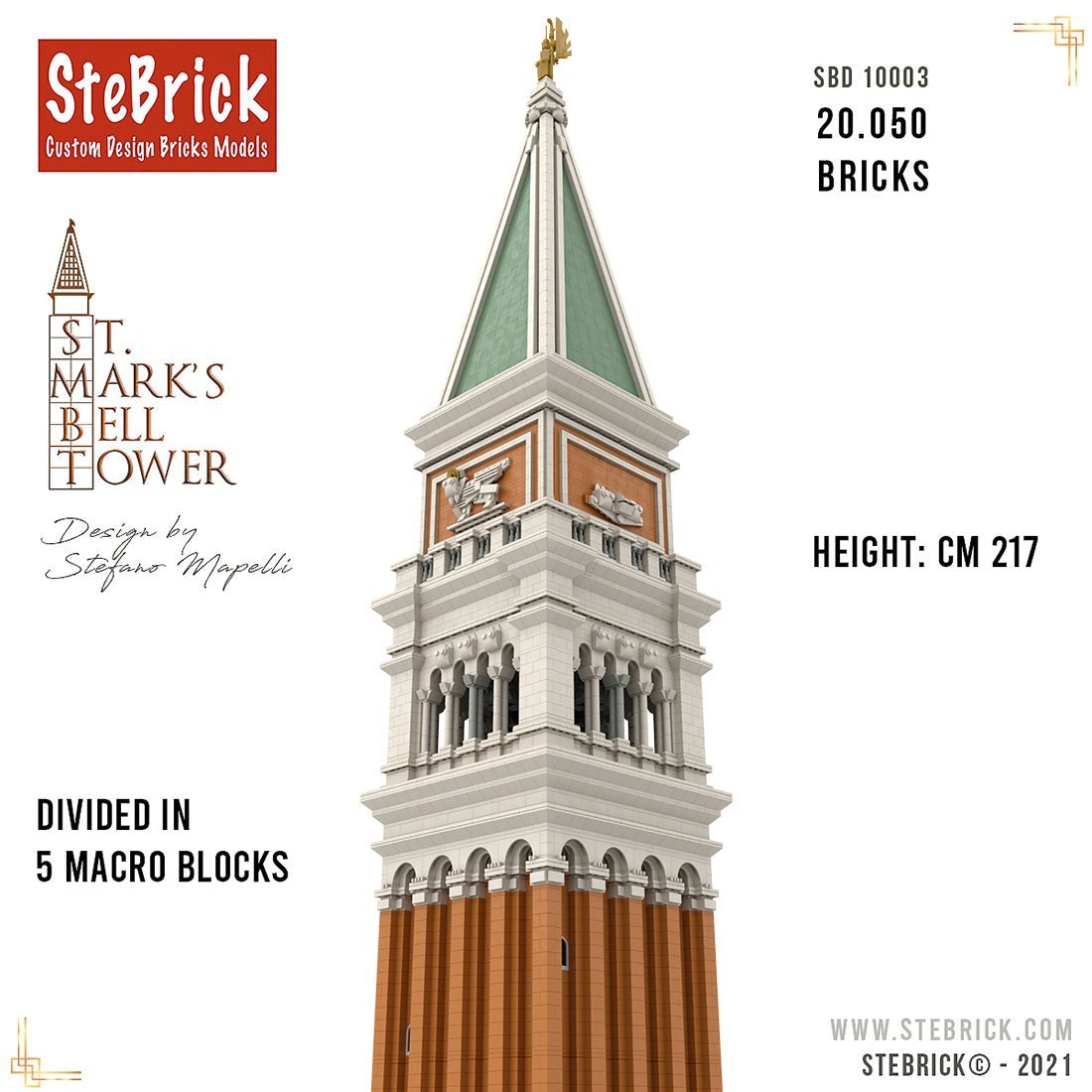 MOC - 99638 1/50 St - Mark's Bell Tower Building Blocks - LesDiy -