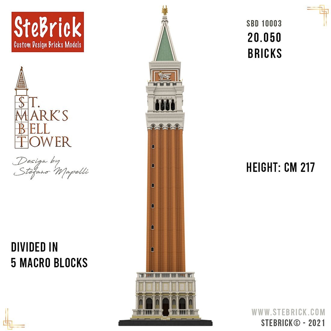 MOC - 99638 1/50 St - Mark's Bell Tower Building Blocks - LesDiy -