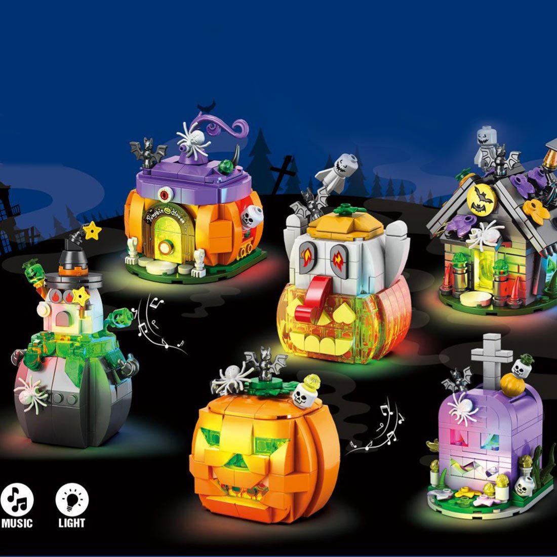 MOC Halloween 6 - in - 1 Building Blocks with Lights and Sound - LesDiy - Building Blocks