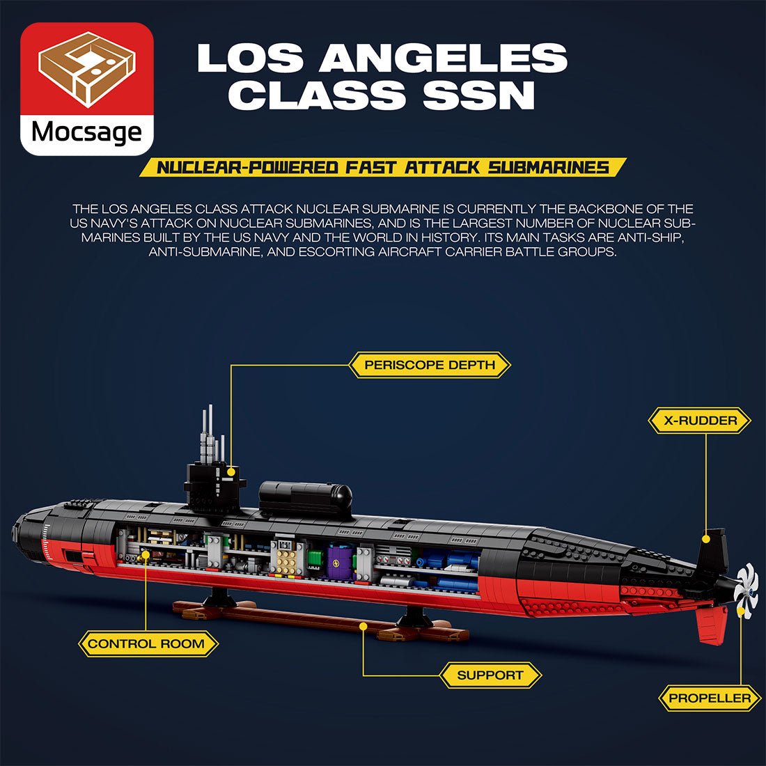 Mocsage 1/125 UCC Los Angeles - class Military Nuclear Submarine Model Building Blocks - LesDiy - Building Blocks