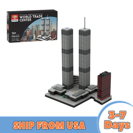 Mocsage 1/2000 Scale World Trade Center (1973 - 2001) Micro Parts Building Blocks Set (US Warehouse) - LesDiy -