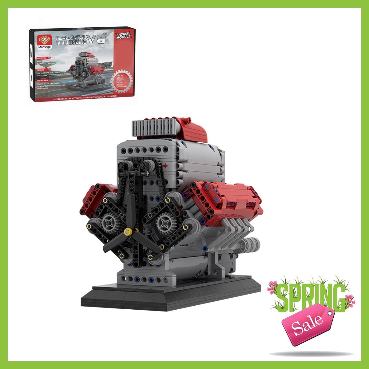 Mocsage MOC - 171732 Crossplane V8 with Supercharger & removable Cover (US Warehouse) - LesDiy - Building Blocks