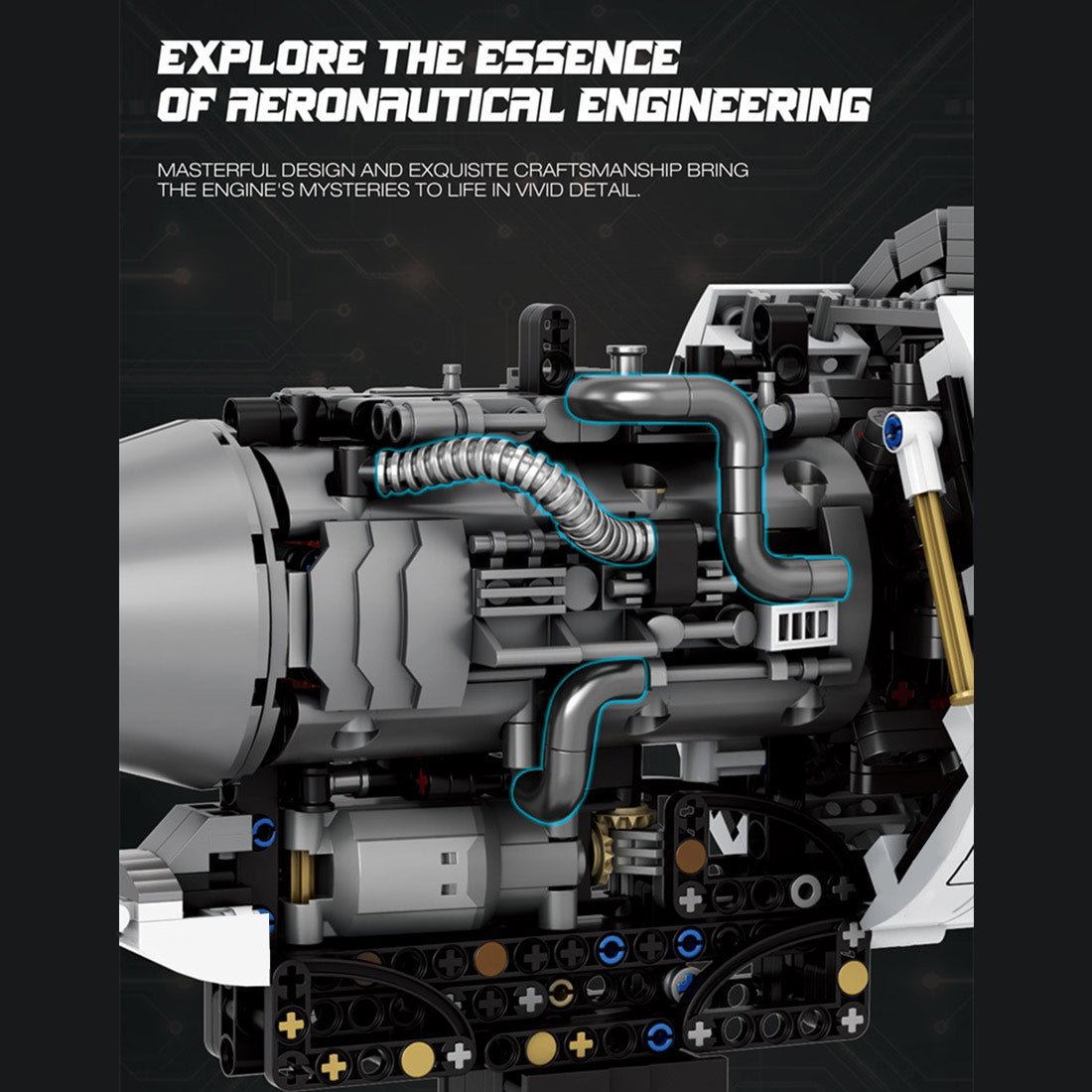 Mocsage Turbo Aircraft Engine Building Blocks Set - LesDiy -