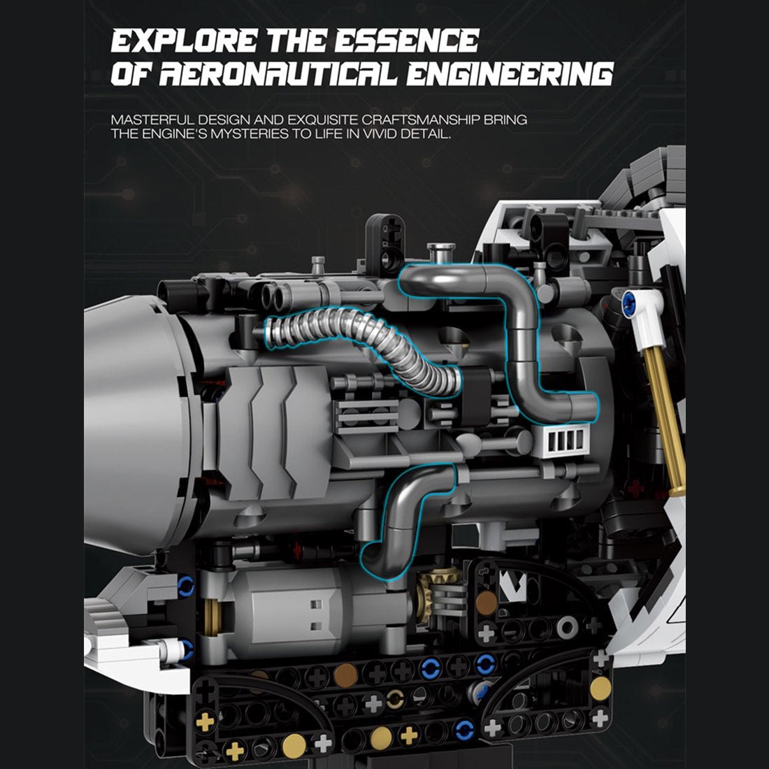 Mocsage Turbo Aircraft Engine Building Blocks Set - LesDiy -