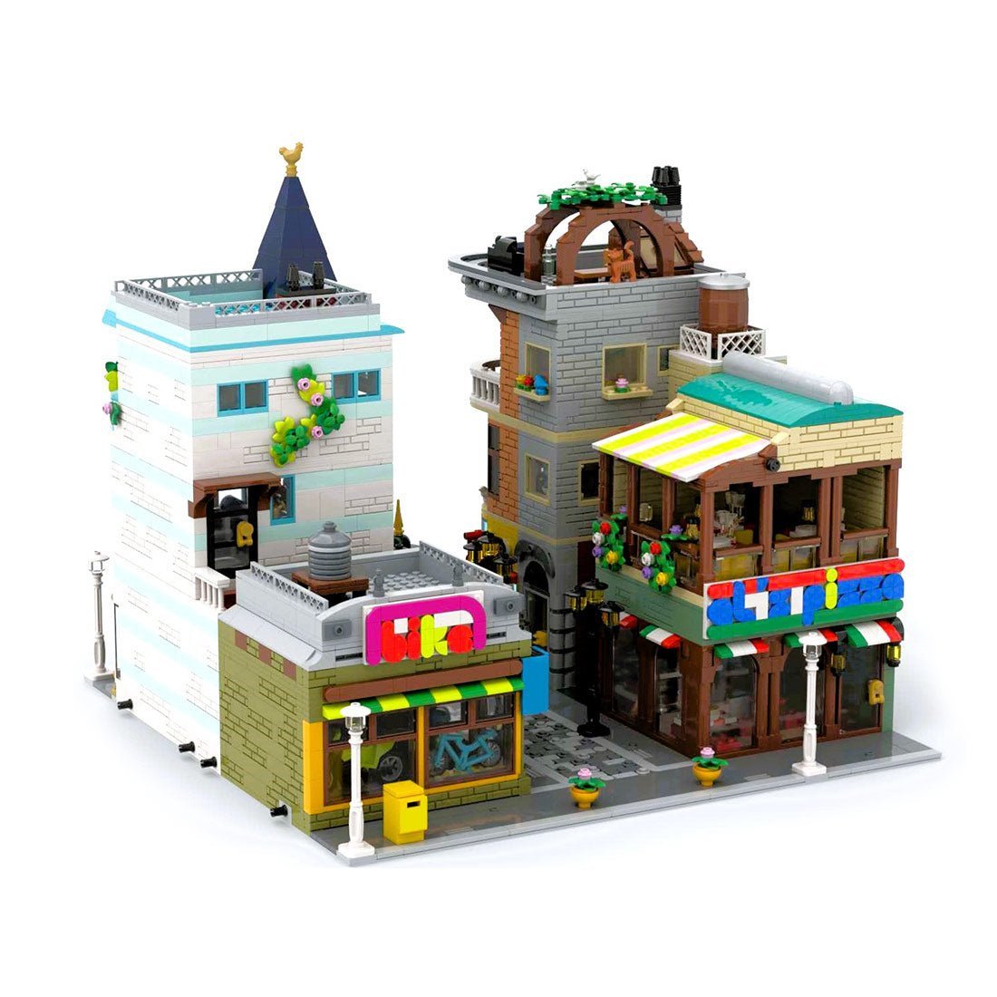 Old Town Shop Diagonal Street Scene Building Blocks Set - LesDiy -