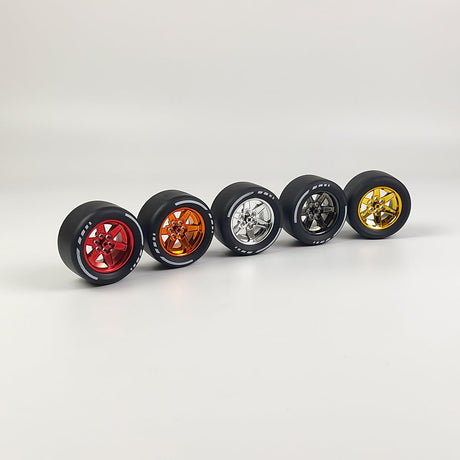Racing Printed Slick Tire Set of 4 Slick Tires & 4 Electroplated Rims - LesDiy -