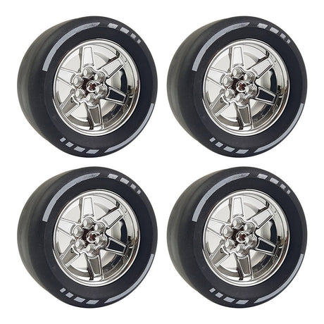 Racing Printed Slick Tire Set of 4 Slick Tires & 4 Electroplated Rims - LesDiy -