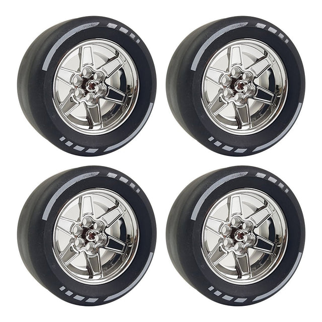 Racing Printed Slick Tire Set of 4 Slick Tires & 4 Electroplated Rims - LesDiy -