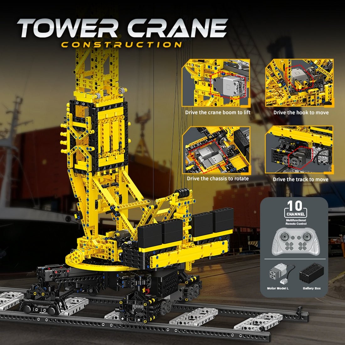 RC Electric Tower Crane Building Blocks-LesDiy-Building Blocks-