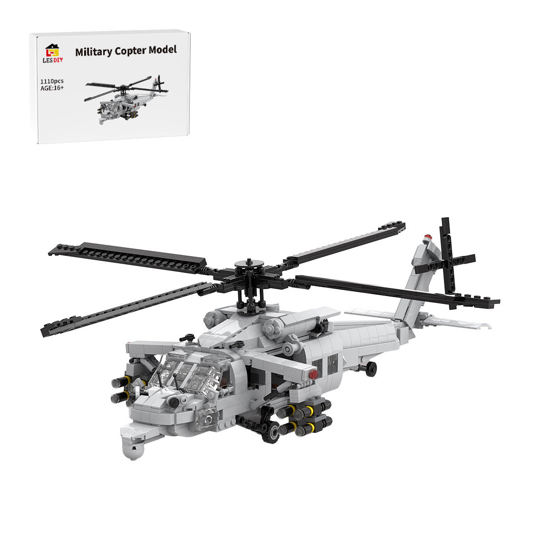 Seahawk MH - 60s Military Copter Model DIY Assembly Building Blocks - LesDiy - Building Blocks
