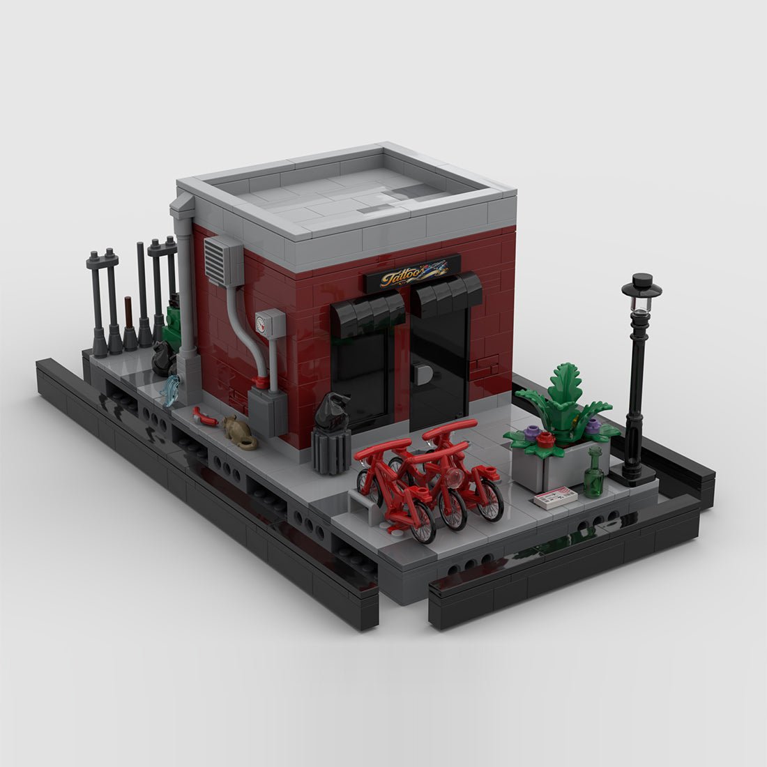 Street View Night Ink Shop Scene Modular Building Blocks - LesDiy -