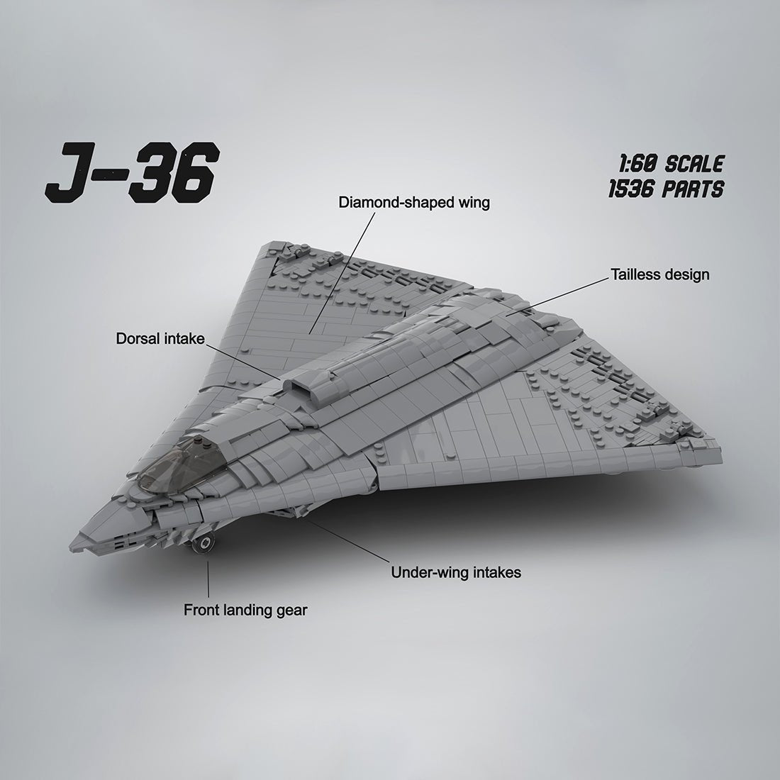 Triple Engine J - 36 Fighter Aircraft Building Blocks - LesDiy - Building Blocks