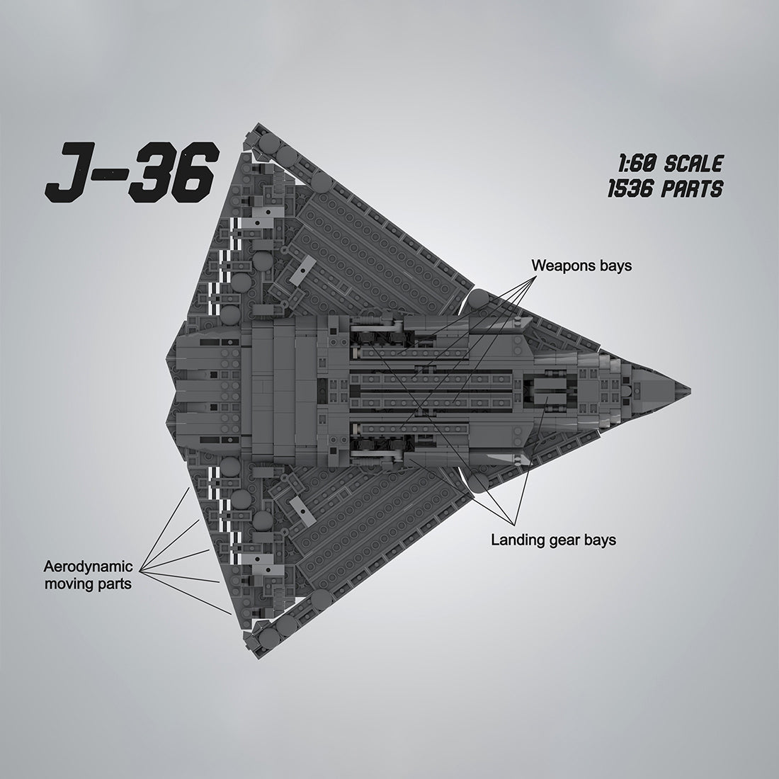Triple Engine J - 36 Fighter Aircraft Building Blocks - LesDiy - Building Blocks