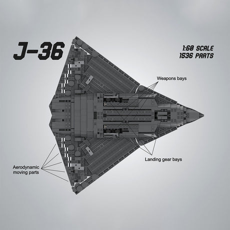 Triple Engine J - 36 Fighter Aircraft Building Blocks - LesDiy - Building Blocks