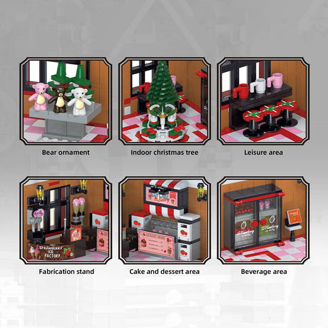 Winter Strawberry Dessert Workshop Building Blocks Set - LesDiy - MOC