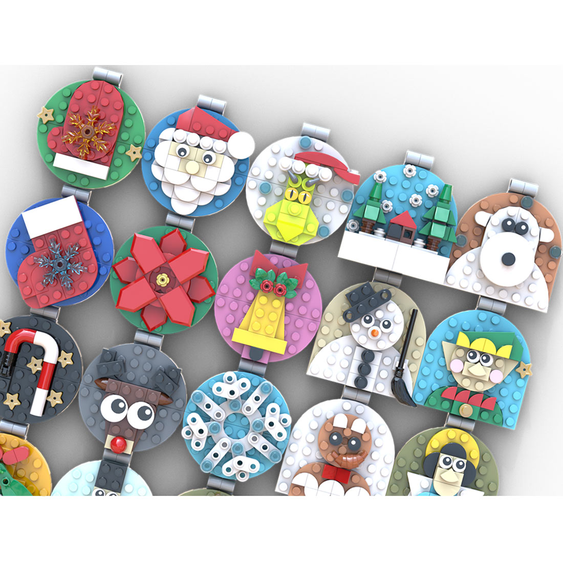 MOC-202061 Advent Calendar of Christmas Ornaments Building Blocks