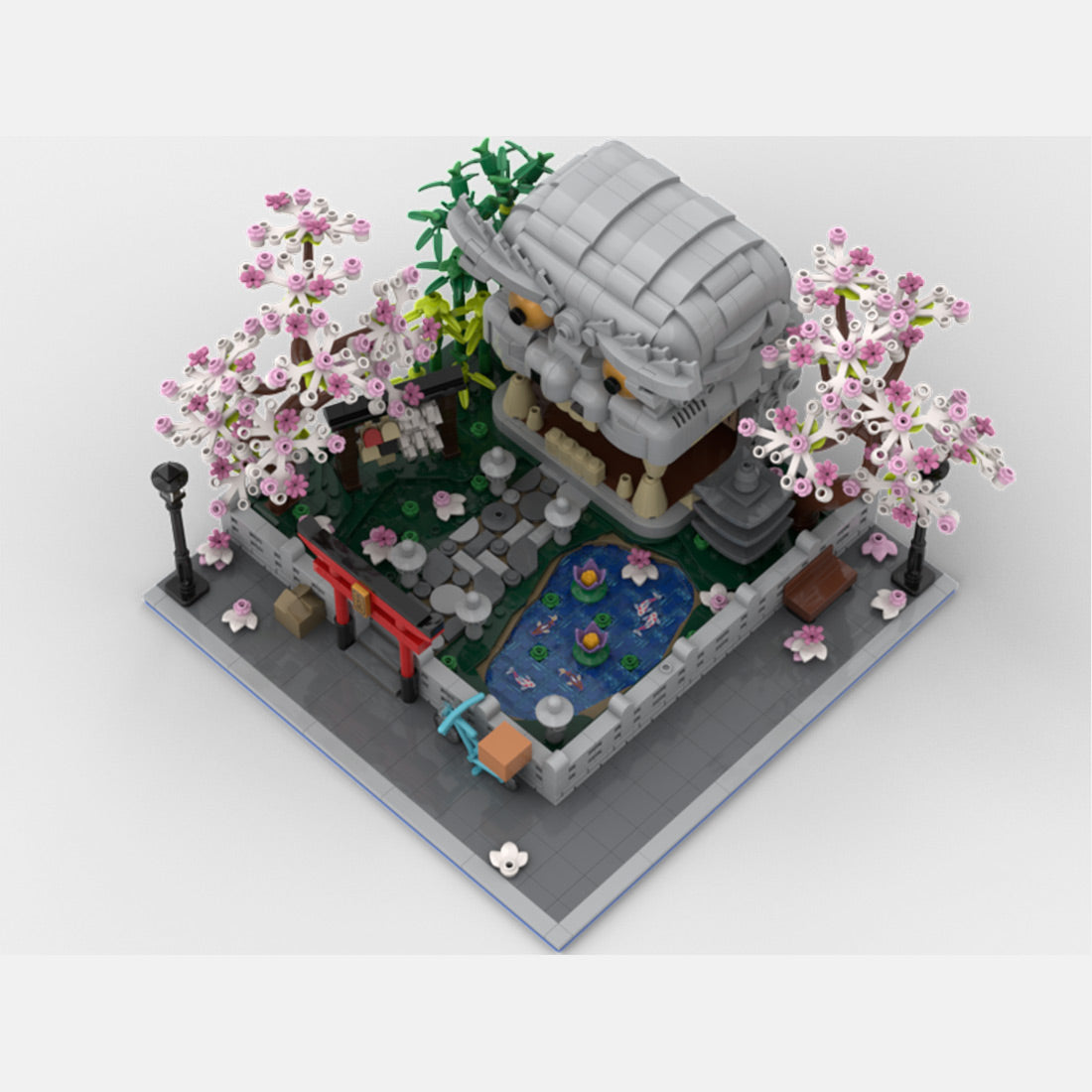 MOC-269494 Lion Head Garden Japanese Shrine Building Blocks