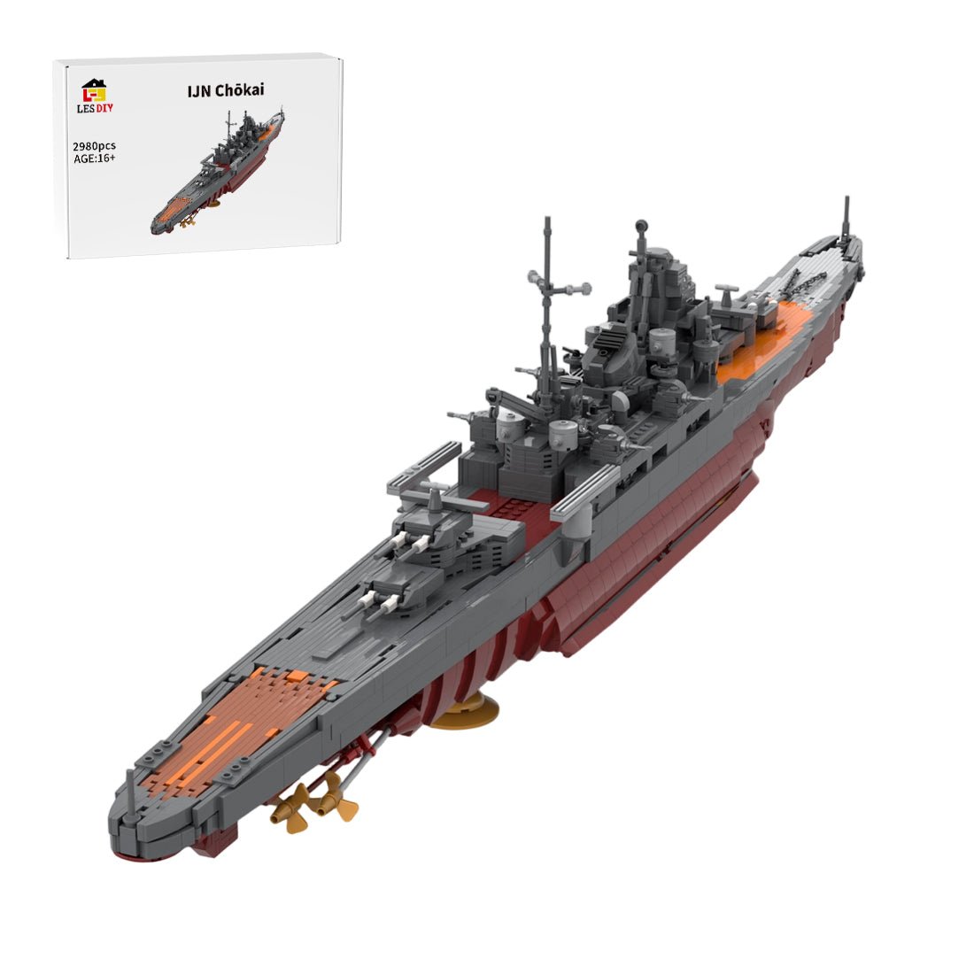 1:200 Scale IJN Chokai Takao-Class Heavy Cruiser Building Blocks-LesDiy-MOC-