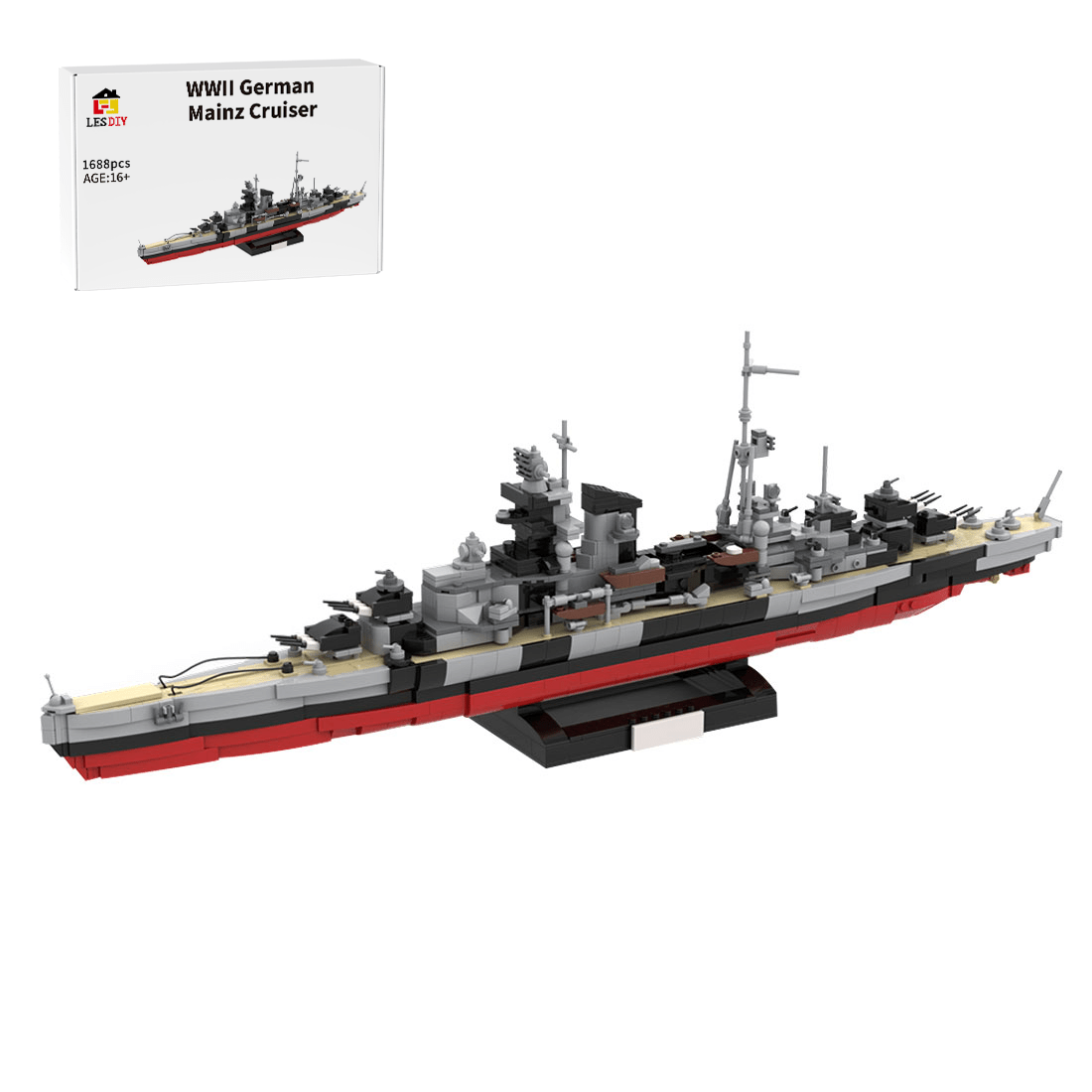 1/300 Scale WWII German Mainz Cruiser Building Blocks - LesDiy - 