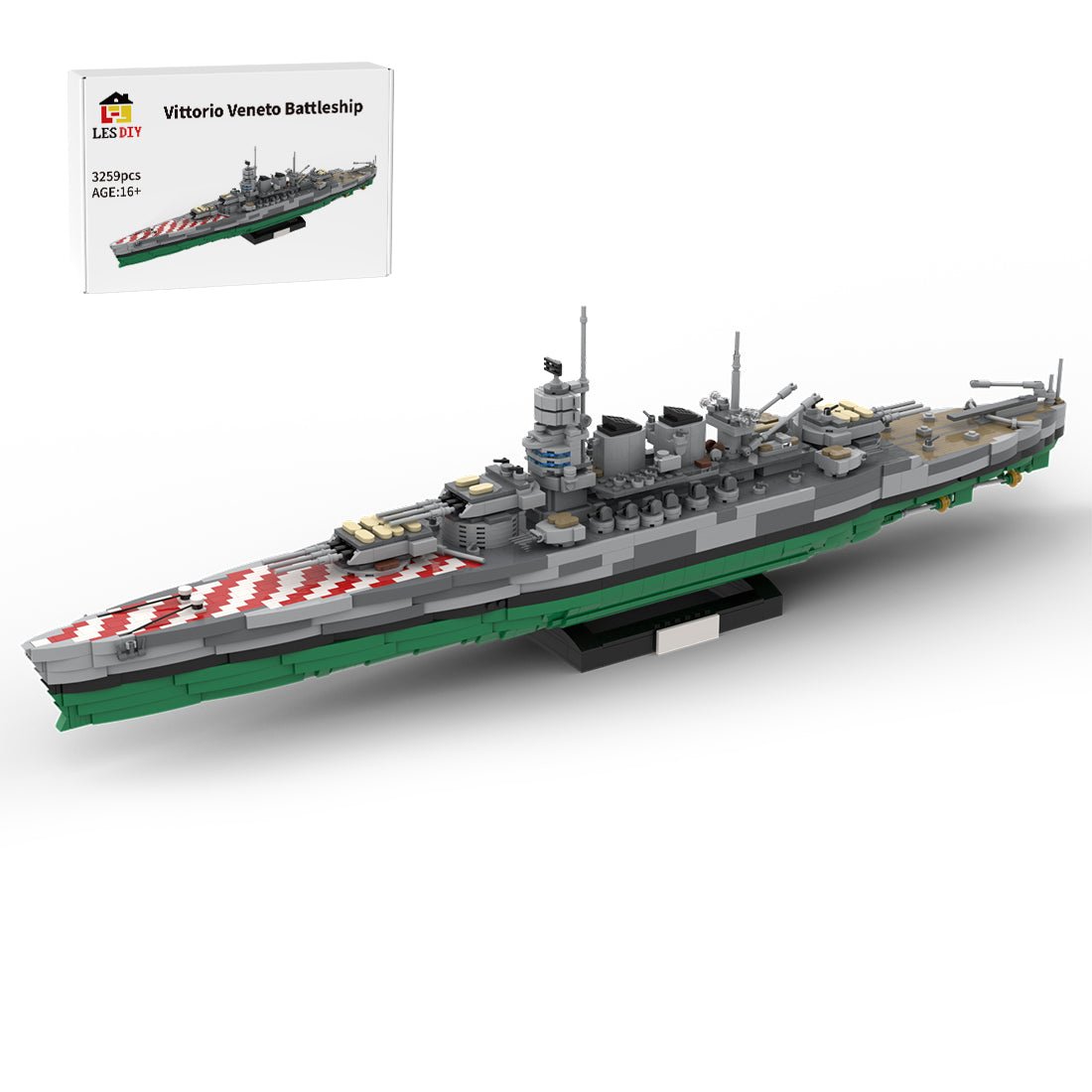 1/300 Scale WWII Italy Vittorio Veneto Battleship Military MOC