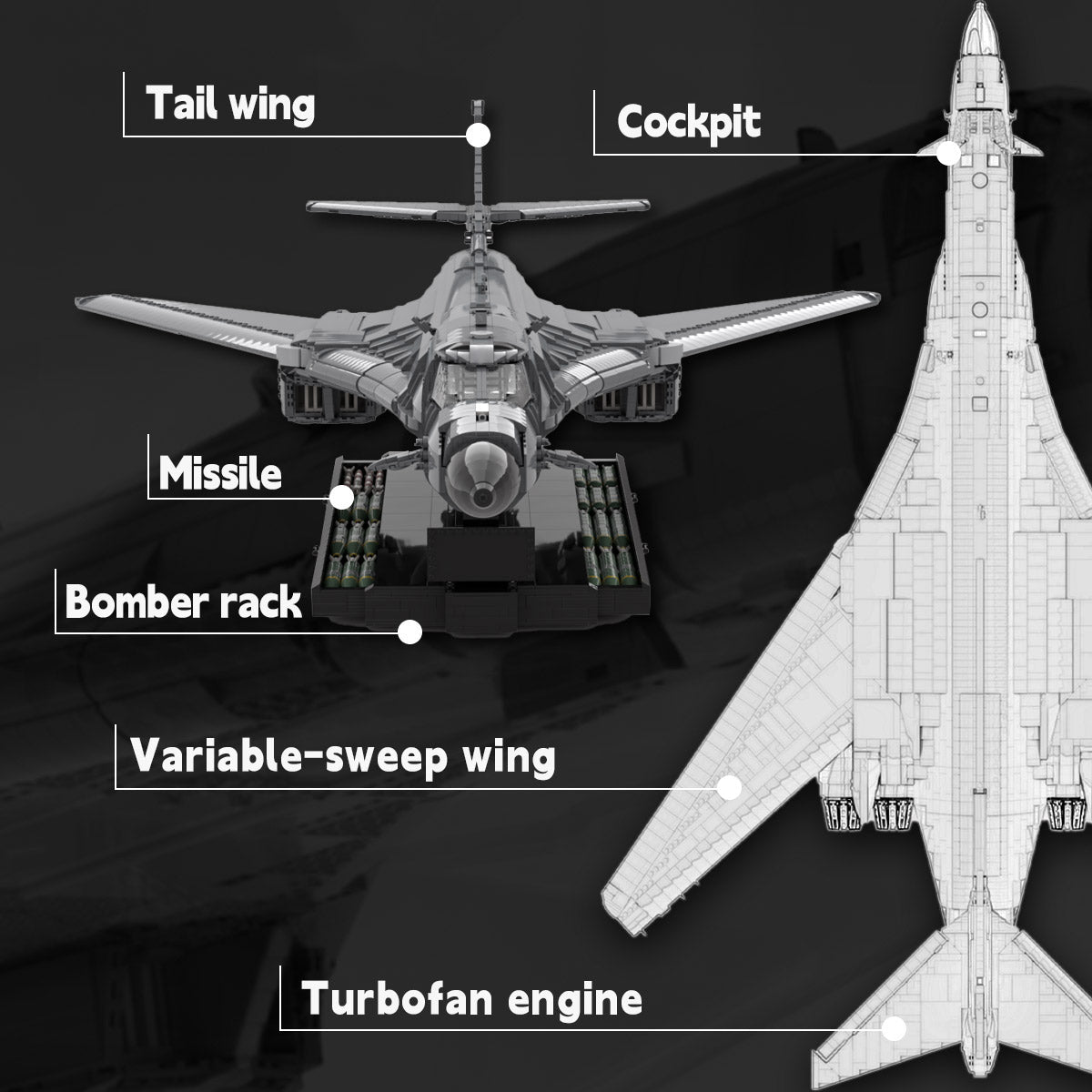 1/35 Scale B - 1 Lancer Bomber Military Theme Building Blocks - LesDiy - 