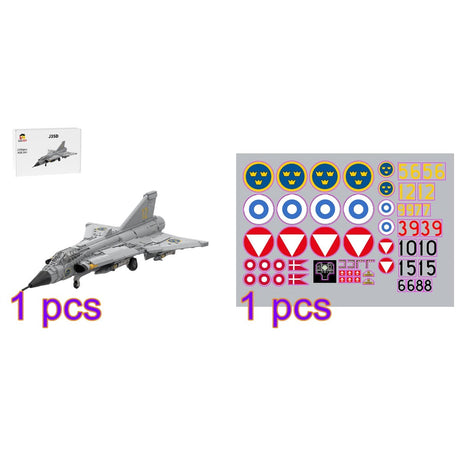 1/35 Scale Swedish J35D fighter Building Blocks - LesDiy - Building Blocks