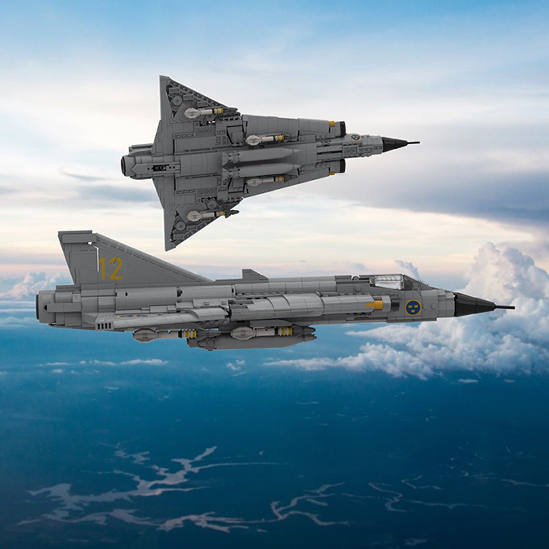 1/35 Scale Swedish J35D fighter Building Blocks - LesDiy - Building Blocks