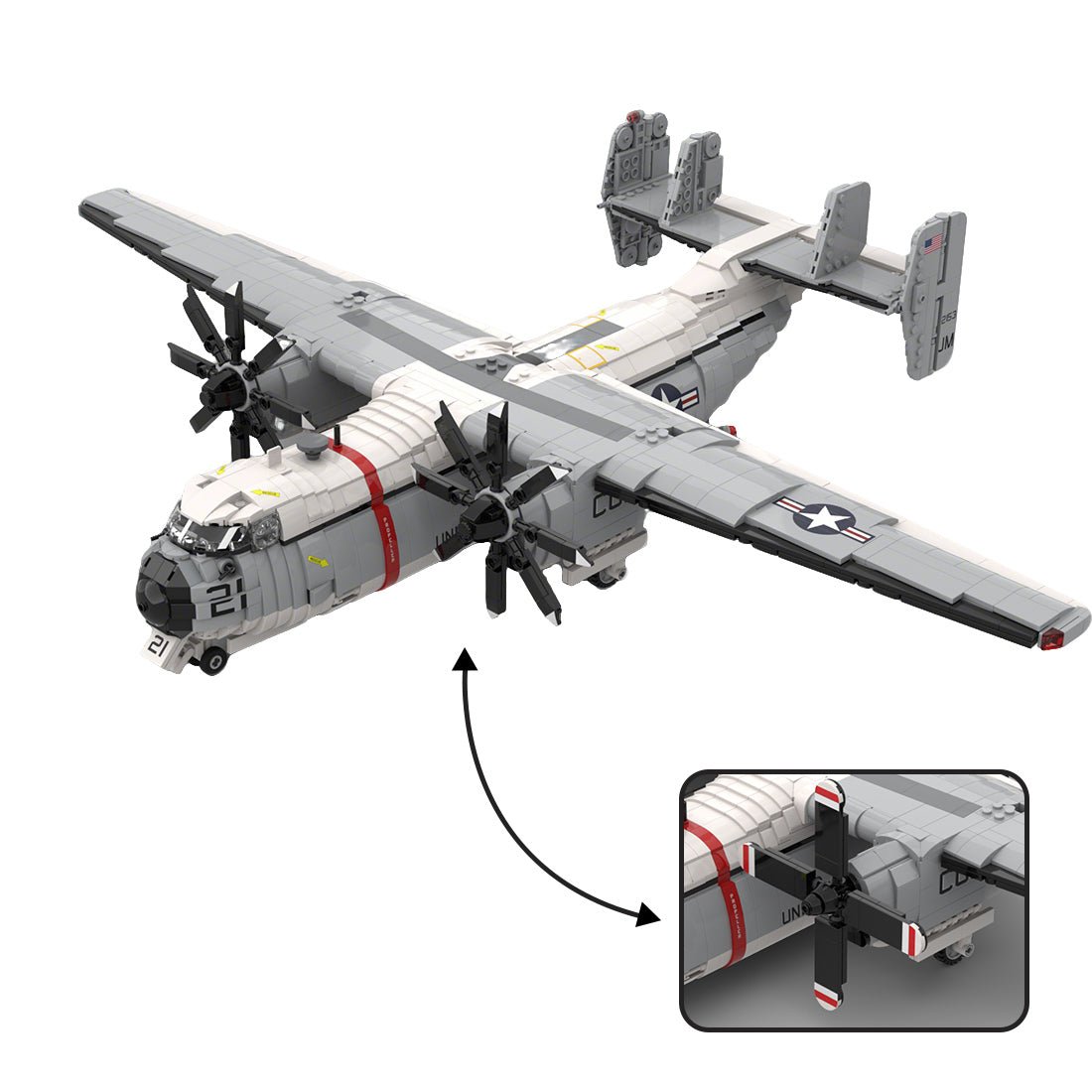 1/35 Scale US Military C-2 Transport Aircraft Building Blocks | LesDiy