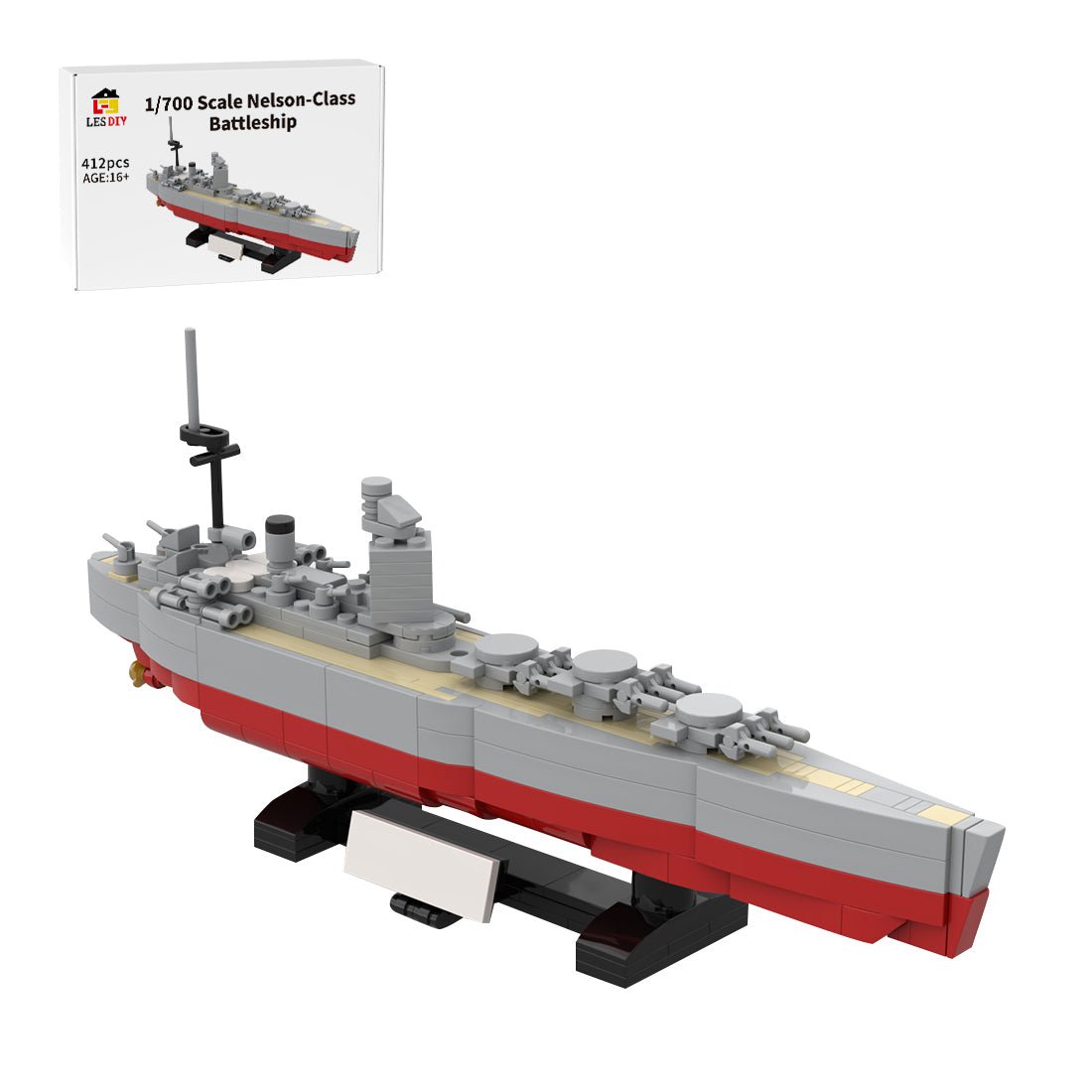 1:700 Scale HMS Nelson Battleship Building Blocks-LesDiy-Building Blocks-