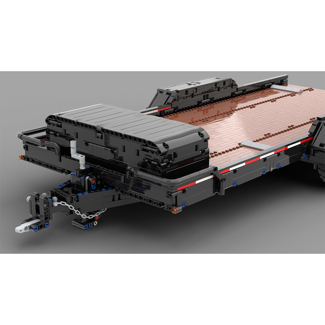 MOC-141762 1:8 Scale Flatbed Car Trailer with Wooden Platform Building Blocks