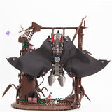 Gothic Metal Mechanical Bat with Display Stand and Spiderweb Decor Building Blocks