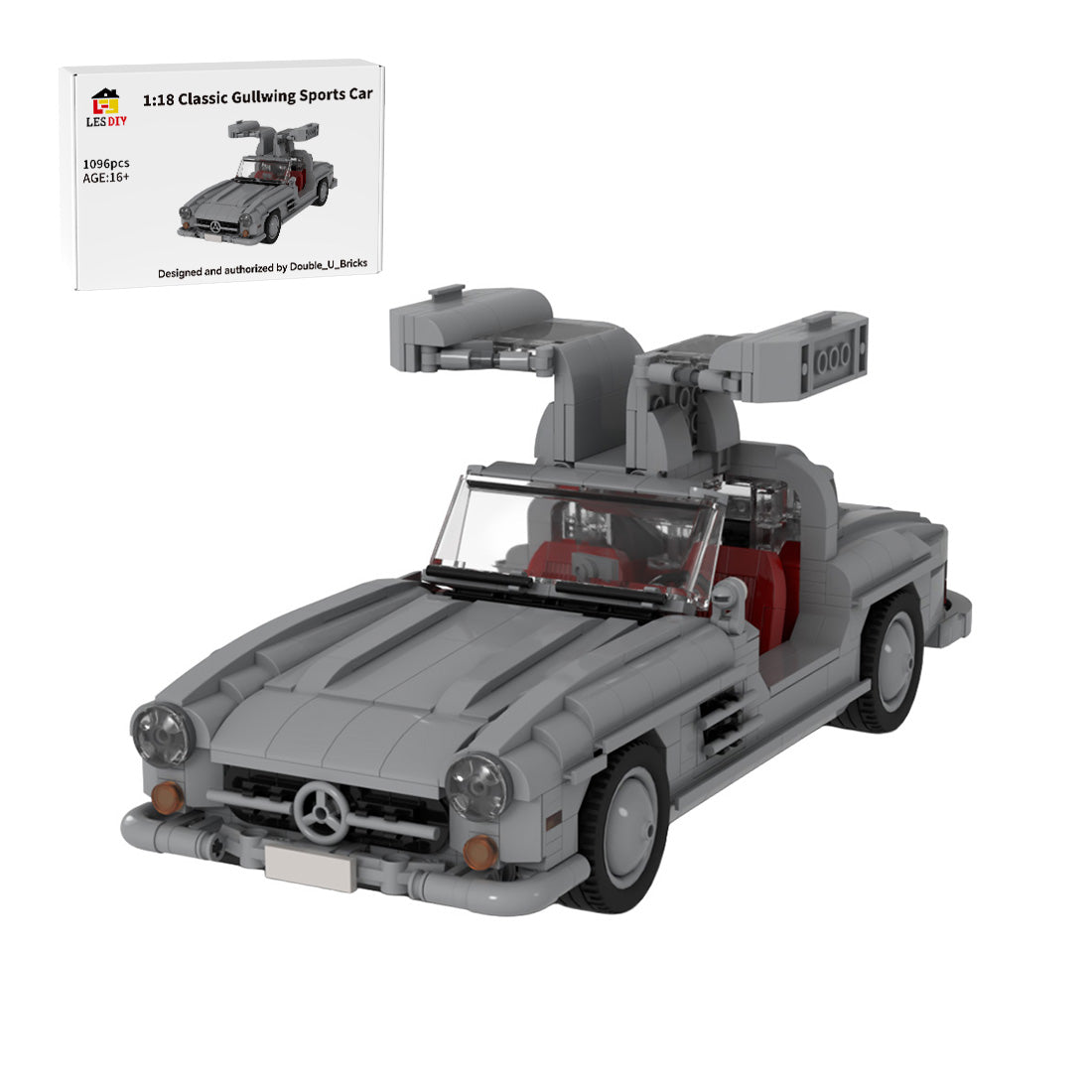 MOC-223863 Mercedes 300 SL W198 1:18 Scale Classic Sports Car Building Blocks