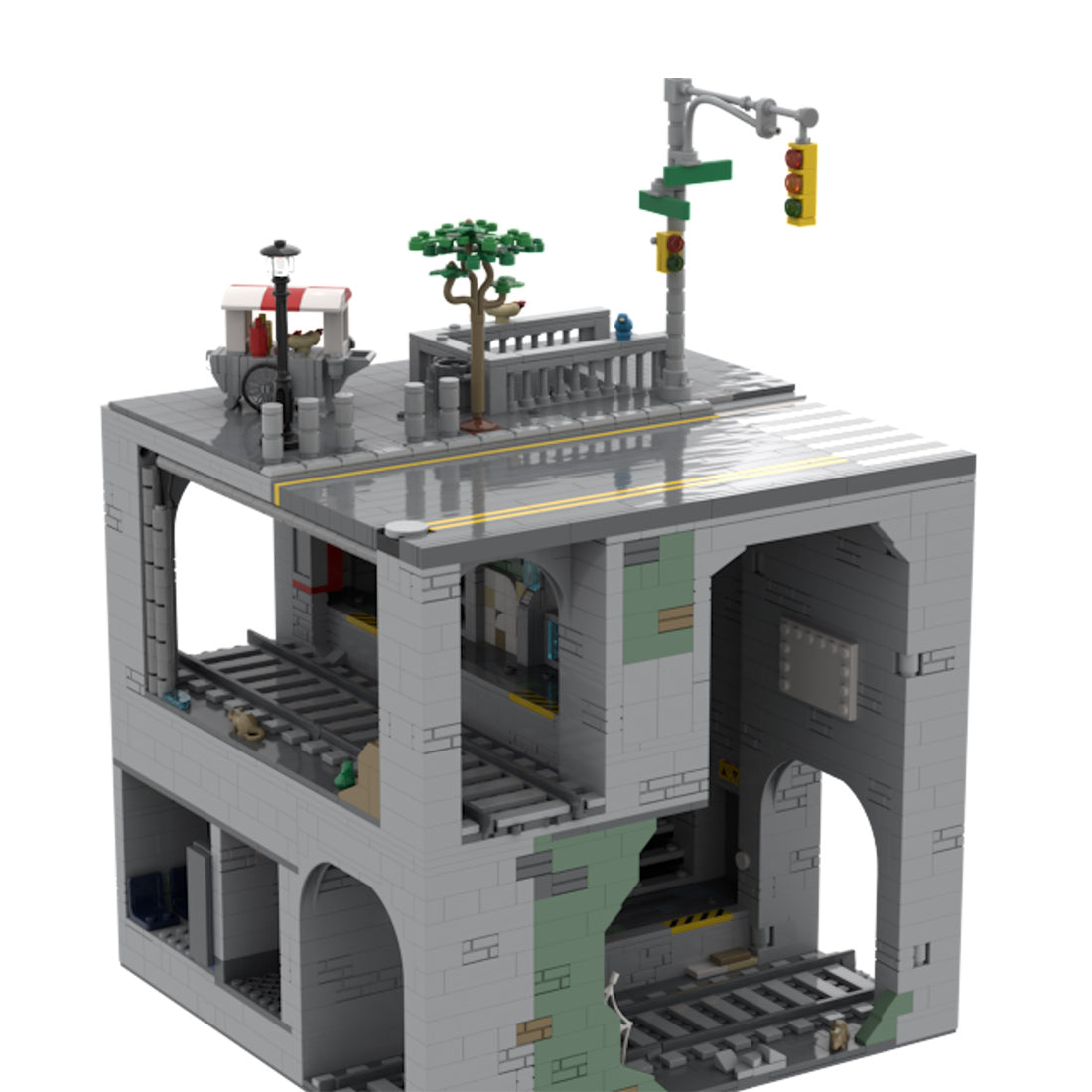 MOC-129272 Modular Urban Transit Station with Balcony Greenery Building Blocks