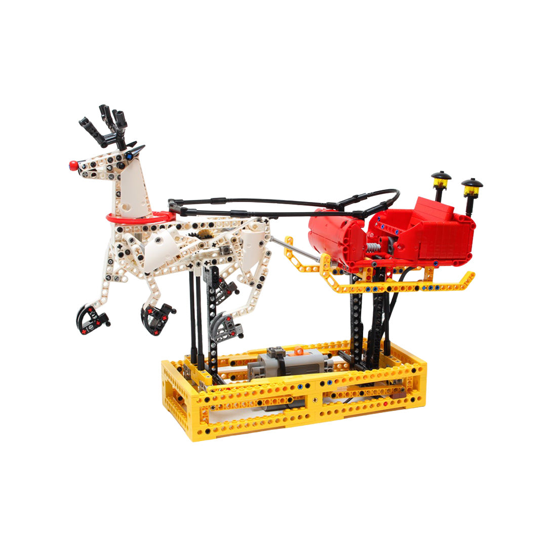 MOC-4121 Motorized Christmas Santa Sleigh & Reindeer Building Blocks