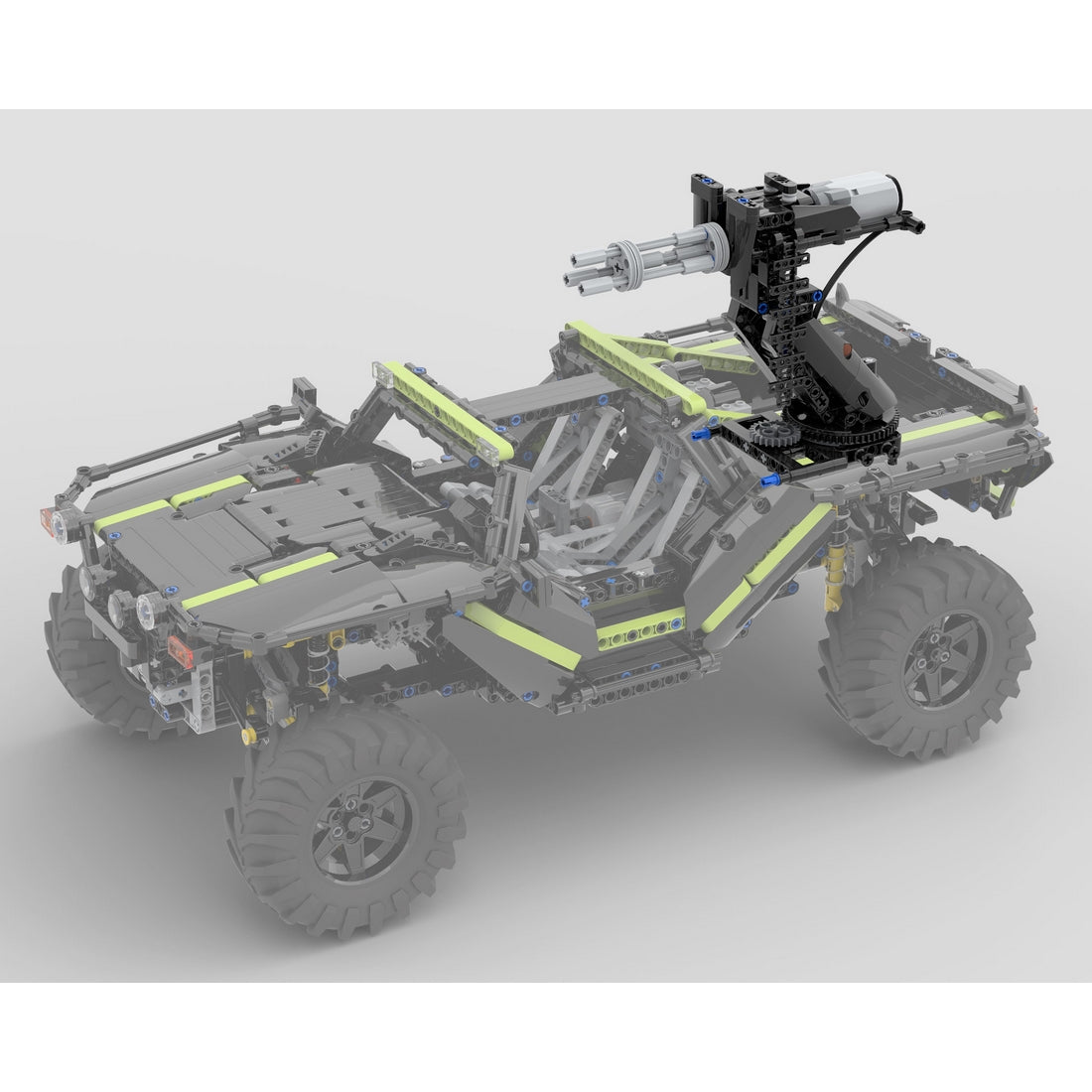 MOC-166891 + MOC-172968 Halo Warthog M12B RC Armored Off-Road Vehicle & Motorized Turret Building Blocks