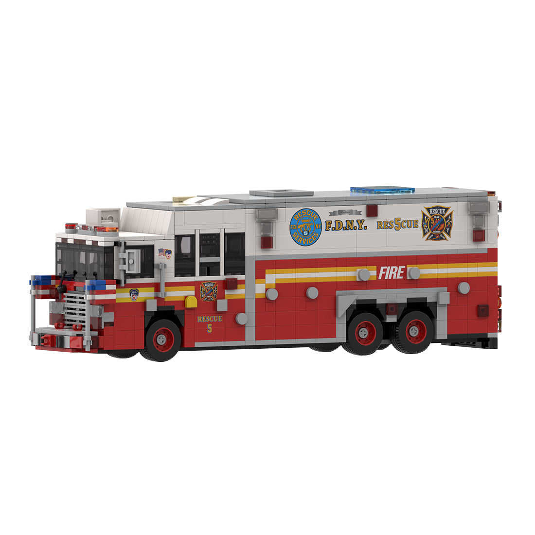 MOC-277134 1996 HME 1871 Saulsbury FDNY Rescue 5 Heavy Rescue Truck Building Blocks