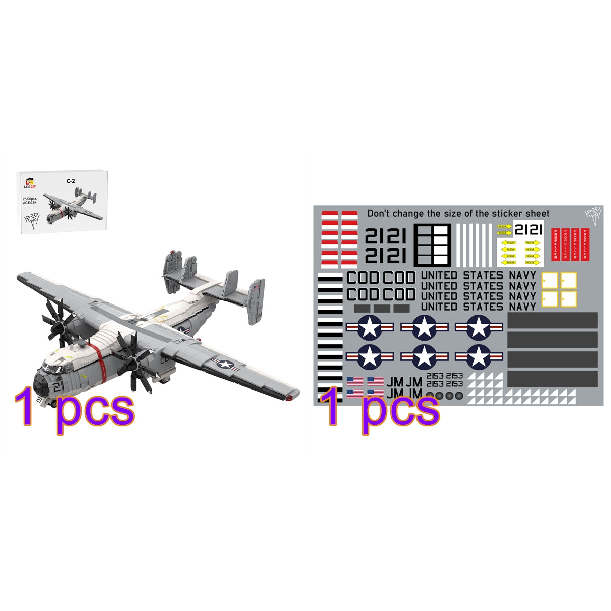 1/35 Scale US Military C-2 Transport Aircraft Building Blocks