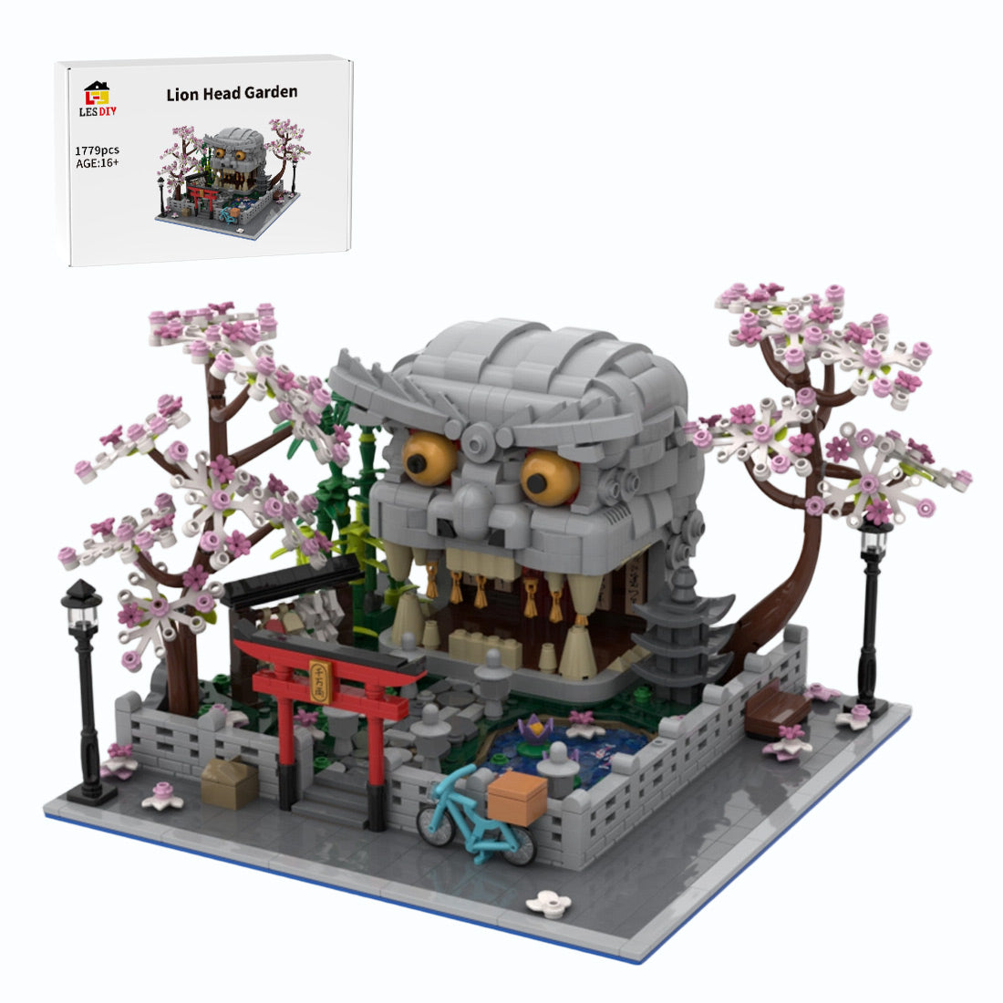 MOC-269494 Lion Head Garden Japanese Shrine Building Blocks