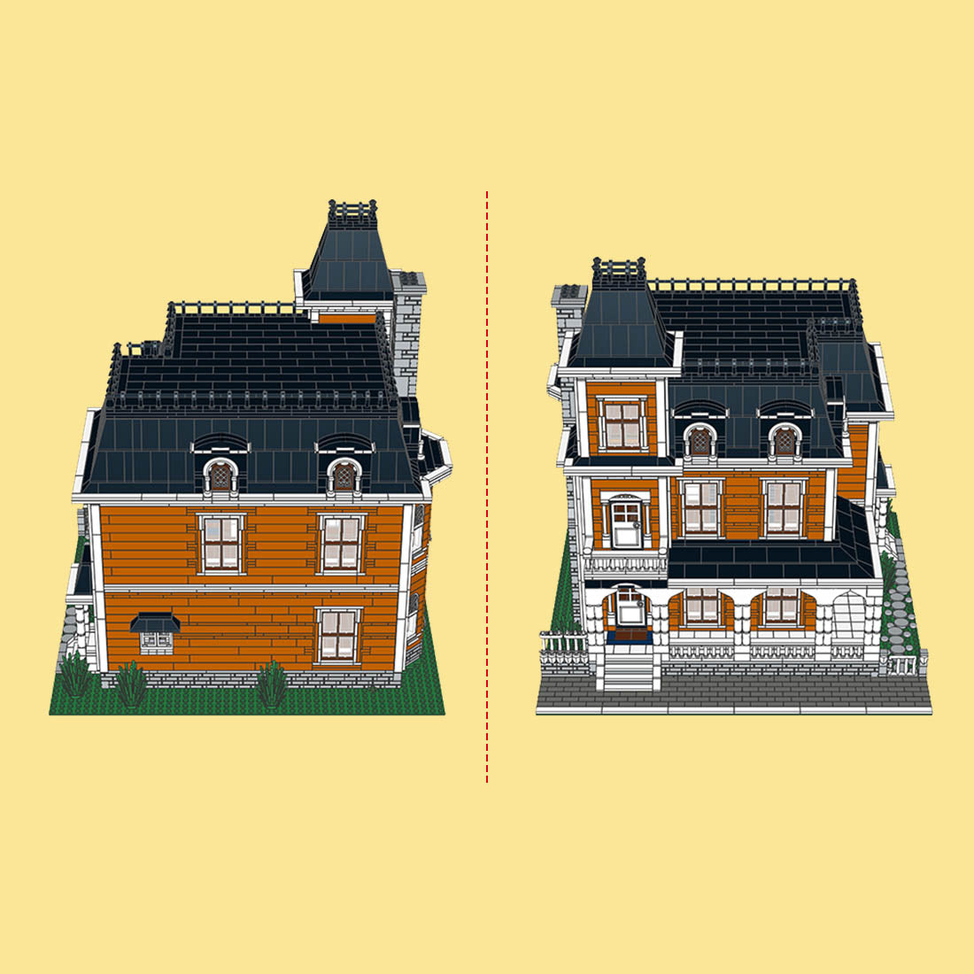 Second Empire House Large Architectural Street Scene Building Blocks