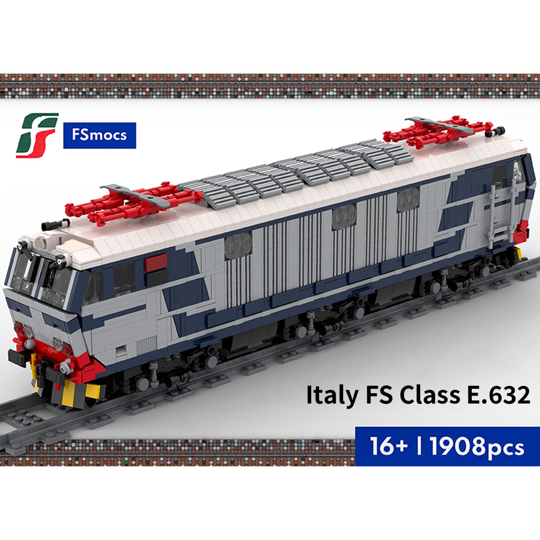 Italy Electric Locomotive E.632 Train Building Blocks