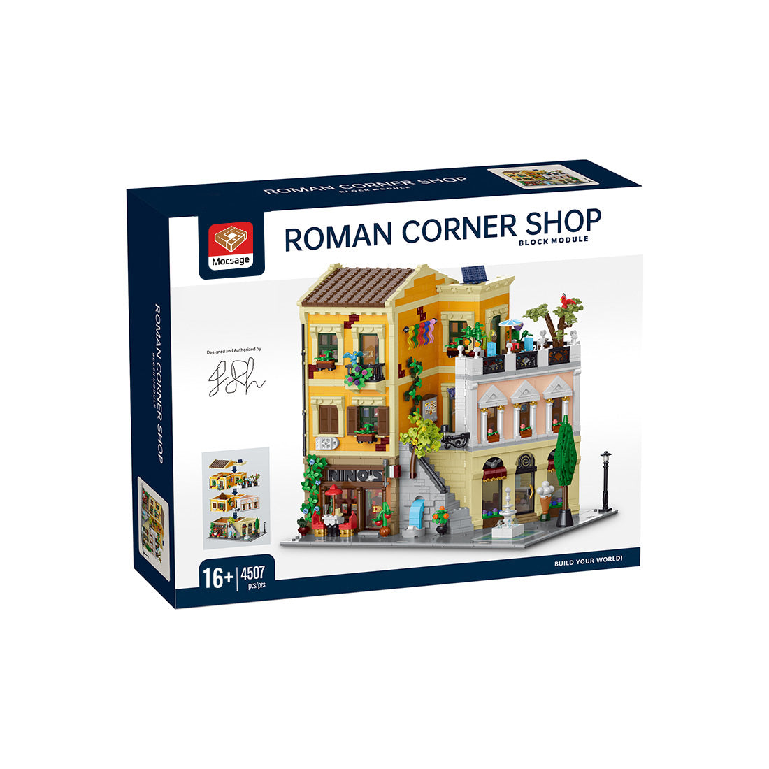 Mocsage Lighted Roman Corner Shop Street Scene Building Blocks