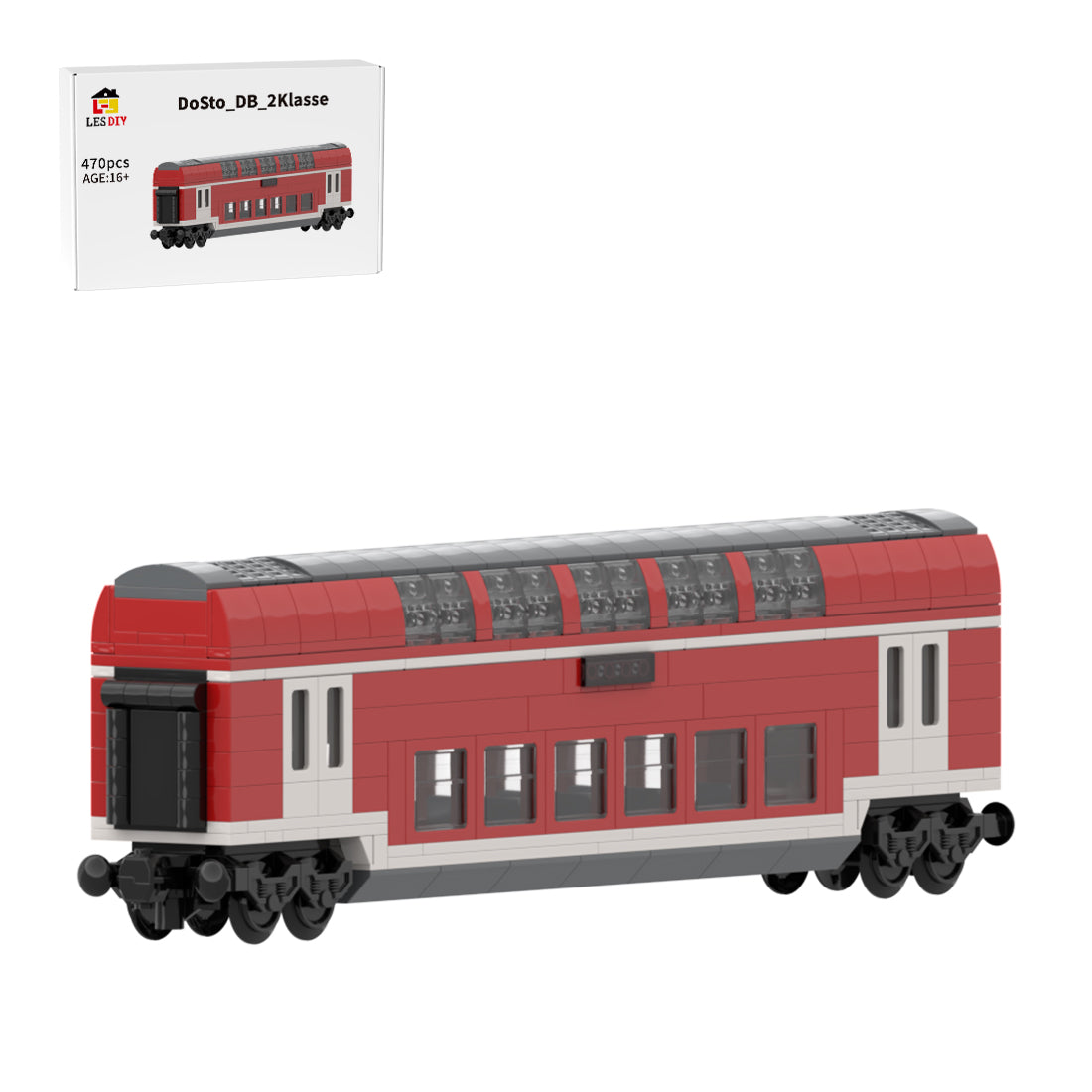 DoSto DB 2nd Class Double-Decker Passenger Car Building Blocks