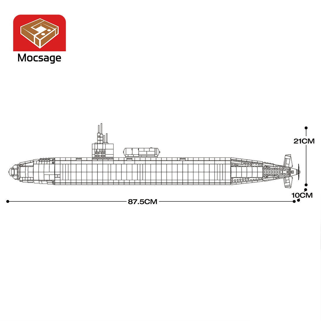 Mocsage 1/125 UCC Los Angeles-class Military Nuclear Submarine Model Building Blocks