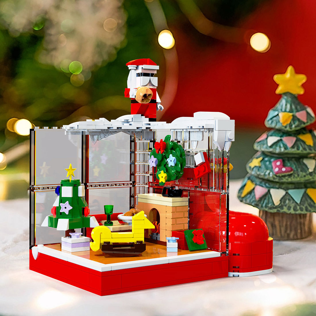Christmas Cottage Model Pen Container Ornament Building Blocks