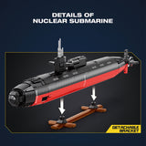 Mocsage 1/125 UCC Los Angeles-class Military Nuclear Submarine Model Building Blocks