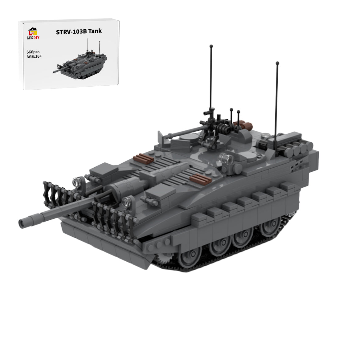 Military tank STRV-103B Building Bricks
