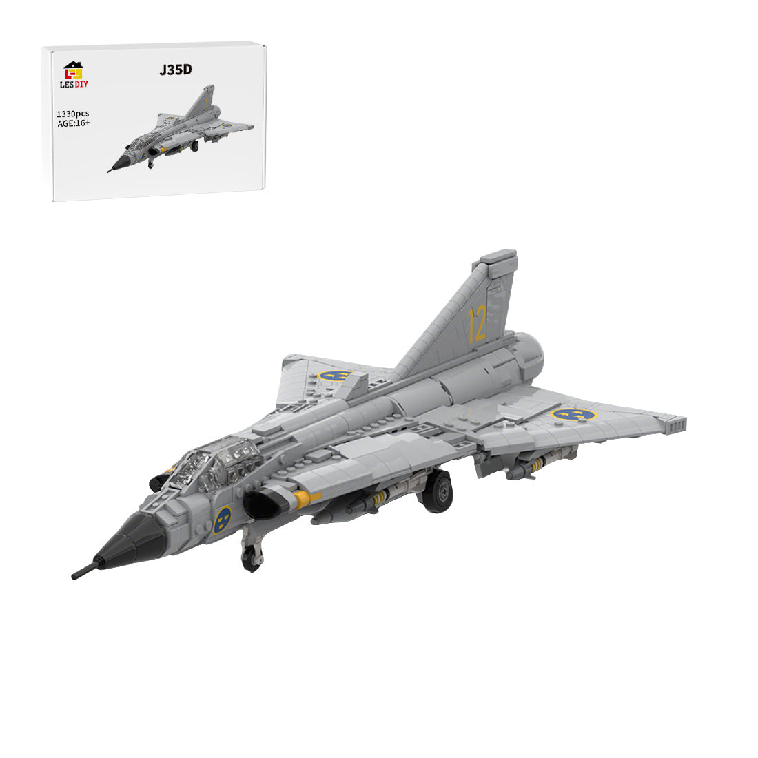 1/35 Scale Swedish J35D fighter Building Blocks