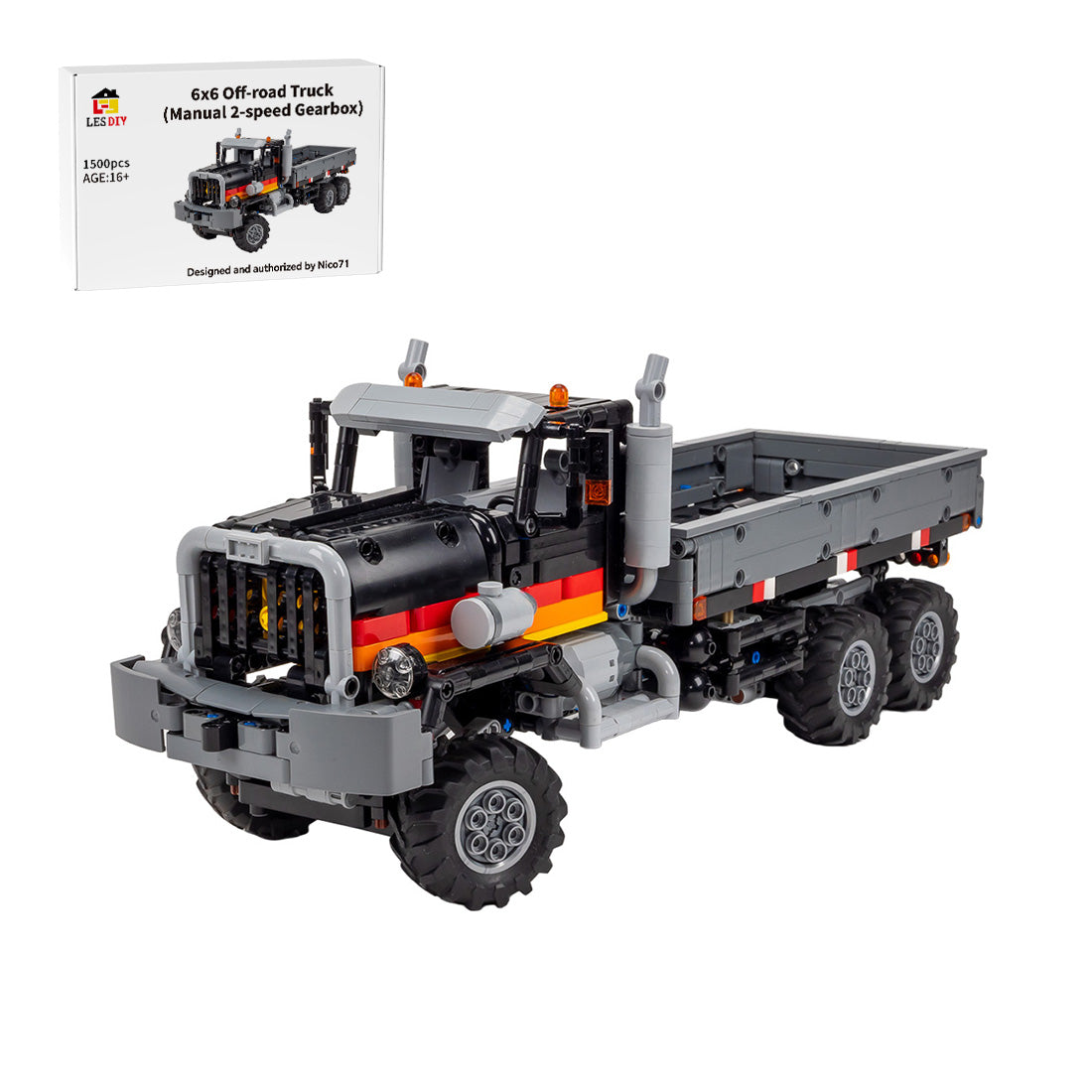 MOC-219862 6x6 Off-Road Retro Truck 1:20 Scale Building Blocks